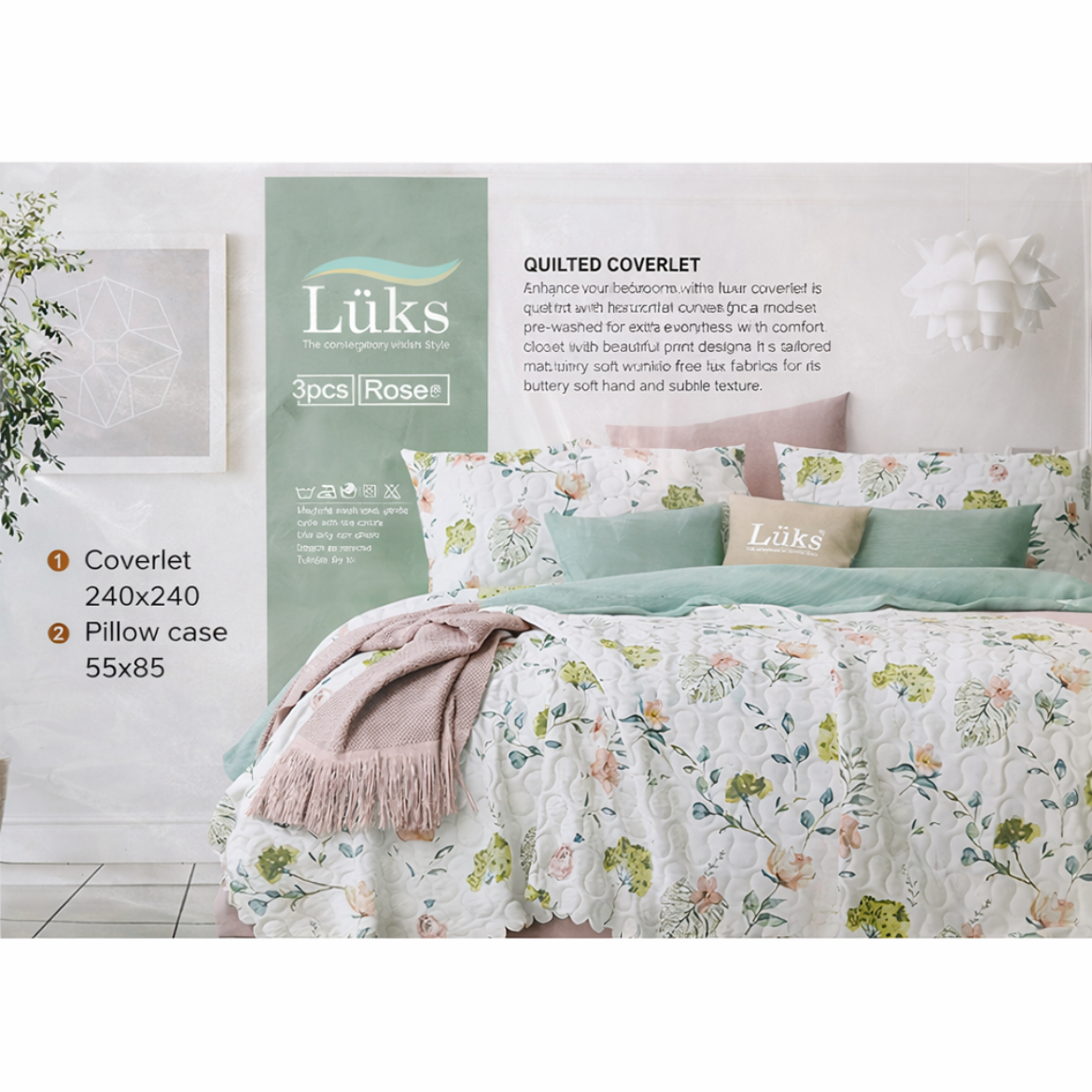 Picture of كوفرته LUKS قطن كبير روز 3ق
